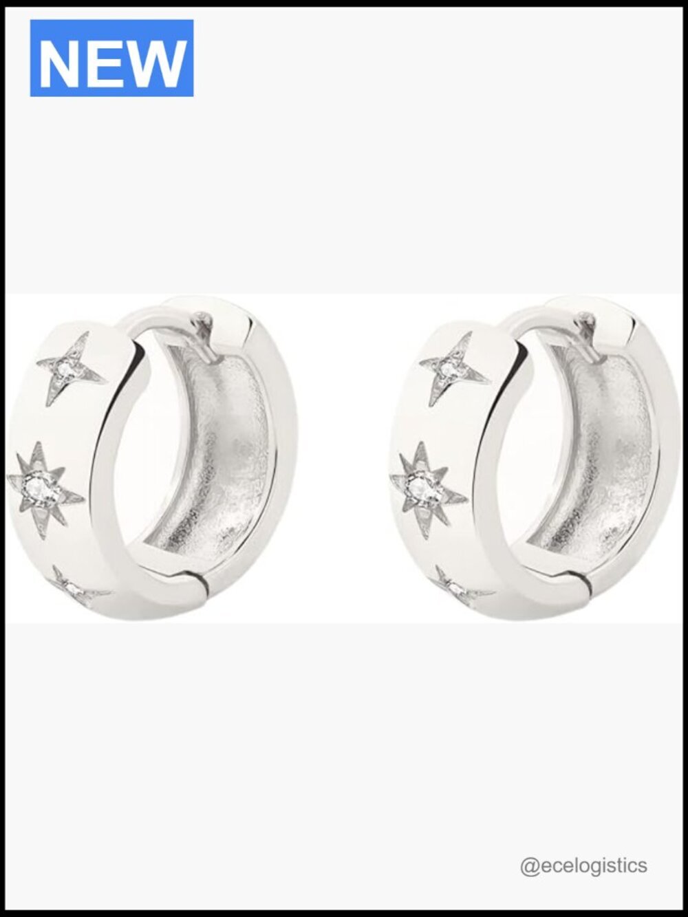 Small Chunky Hoop Earrings Diamond Huggie 8mm 10mm 12mm